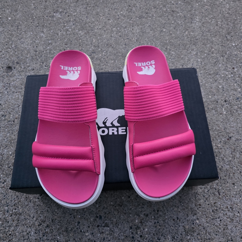 Sorel  Viibe Women's  Leather Pink Slide Sandals Size 8
